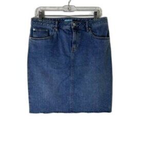 J.McLaughlin Denim Skirt Size 10 Raw Hem Blue Womens Casual Cotton Blend
